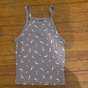 purple flower crop top/ tank top